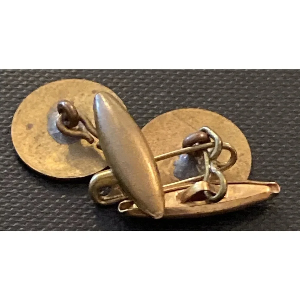 Vintage Art Deco Engraved Cufflinks Bronze Plate Gold Color Estate